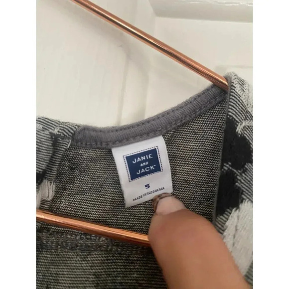 Janie And Jack Gray Long Sleeves Floral Snowy Cottage Line Mini Dress Size 5 - Picture 3 of 6